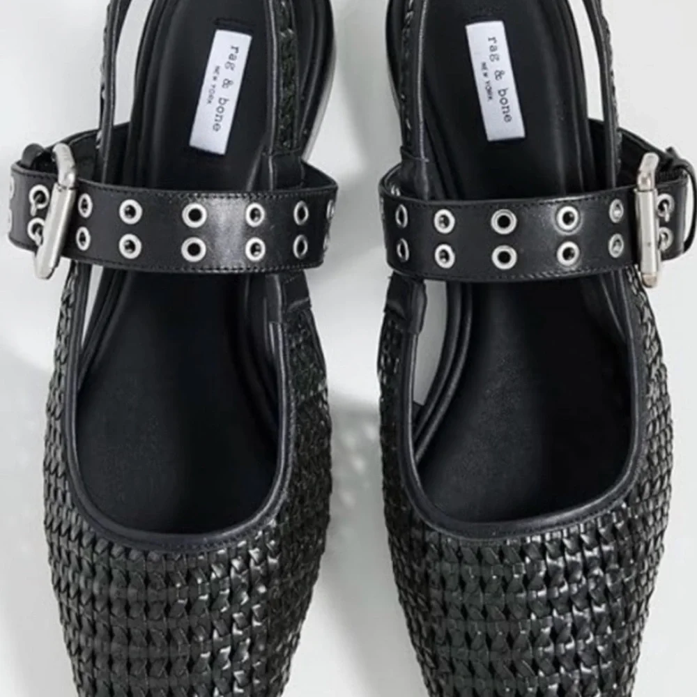 Rag & Bone “Astra” Black Woven Leather Sling back Shoes - 39.5 - Picture 7 of 10